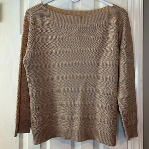 Lauren Ralph Lauren Shimmer‎ Sweater Women’s Petite Large Gold Metallic Linen